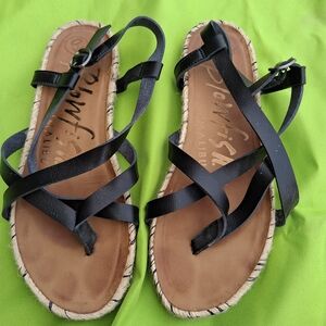 Black Leather Strappy Sandals